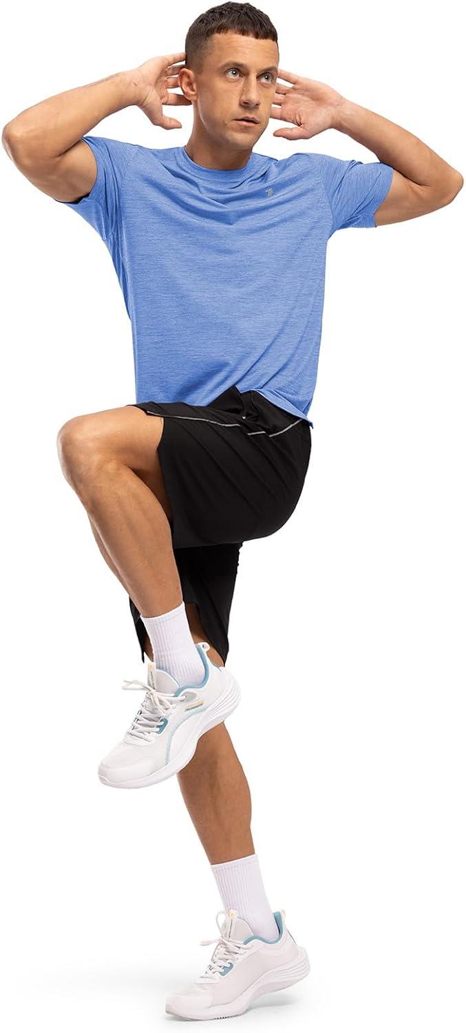imageTBMPOY Mens Workout Dry Fit TShirt Quick Dry UPF 50 Athletic Shirt Moisture Wicking Lightweight Top Running ActivewearProvence Blue