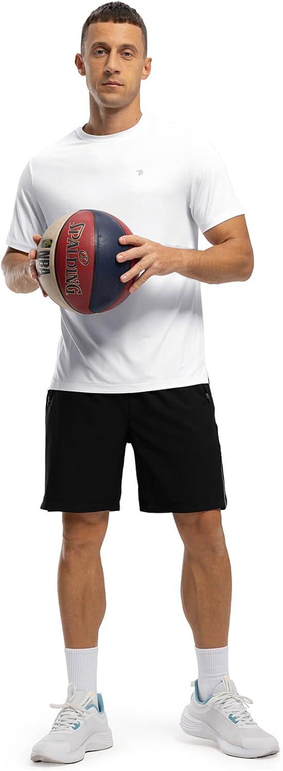imageTBMPOY Mens Workout Dry Fit TShirt Quick Dry UPF 50 Athletic Shirt Moisture Wicking Lightweight Top Running ActivewearWhite