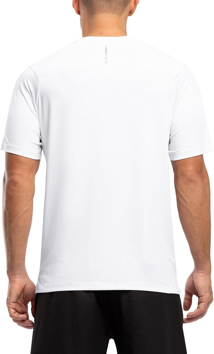 imageTBMPOY Mens Workout Dry Fit TShirt Quick Dry UPF 50 Athletic Shirt Moisture Wicking Lightweight Top Running ActivewearWhite