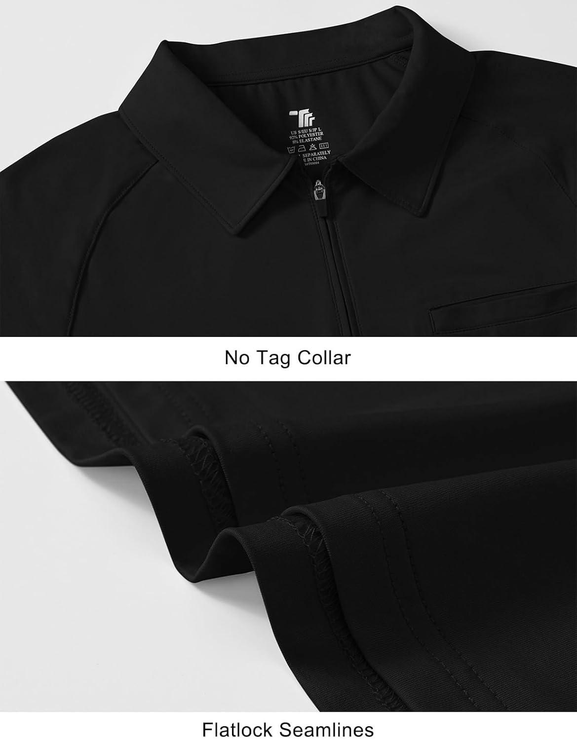 imageTBMPOY Womens Golf Polo Shirts Short Sleeve UPF 50 Dry Fit Athletic Tennis TShirts Zip Up Athletic Sports ShirtBlack