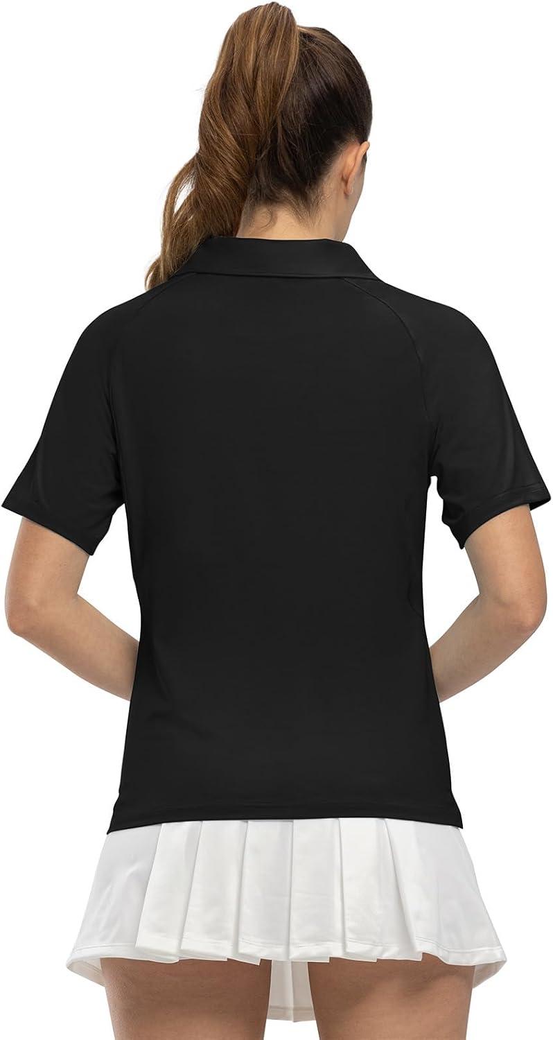 imageTBMPOY Womens Golf Polo Shirts Short Sleeve UPF 50 Dry Fit Athletic Tennis TShirts Zip Up Athletic Sports ShirtBlack