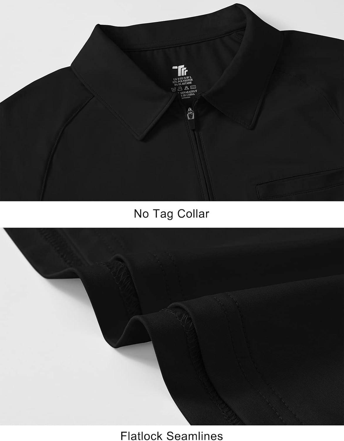 imageTBMPOY Womens Golf Polo Shirts Short Sleeve UPF 50 Dry Fit Athletic Tennis TShirts Zip Up Athletic Sports ShirtBlack