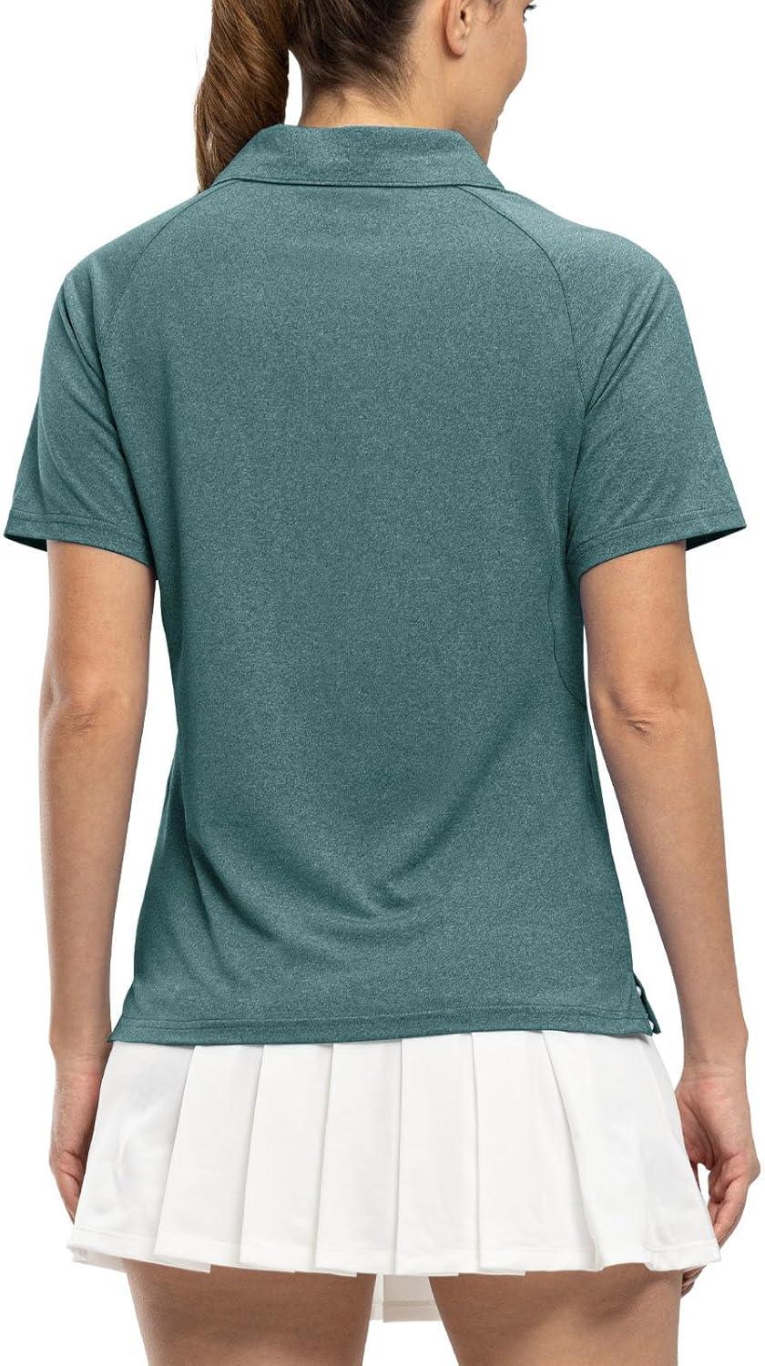 imageTBMPOY Womens Golf Polo Shirts Short Sleeve UPF 50 Dry Fit Athletic Tennis TShirts Zip Up Athletic Sports ShirtBlue