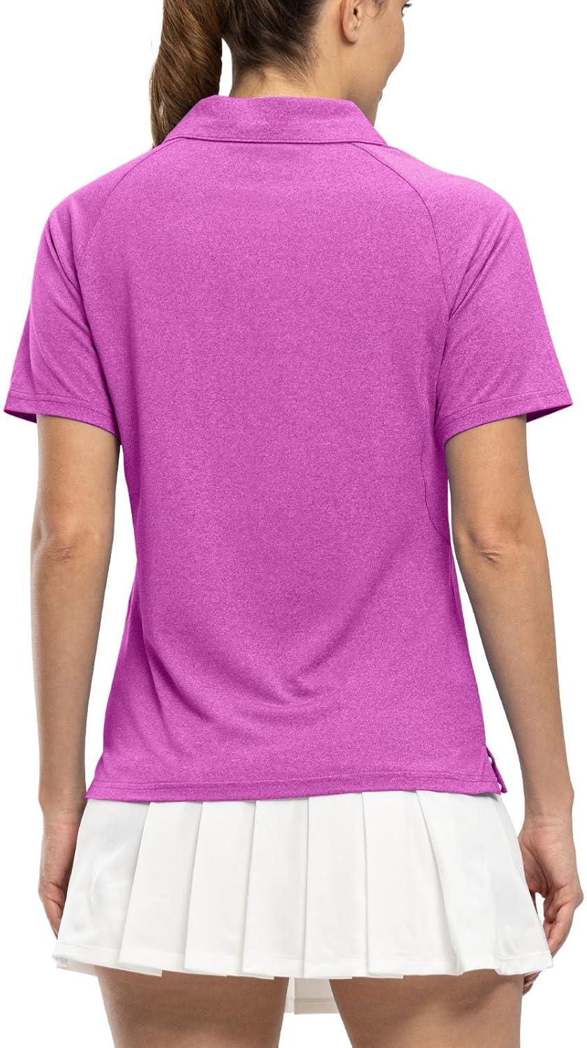 imageTBMPOY Womens Golf Polo Shirts Short Sleeve UPF 50 Dry Fit Athletic Tennis TShirts Zip Up Athletic Sports ShirtDeep Rose
