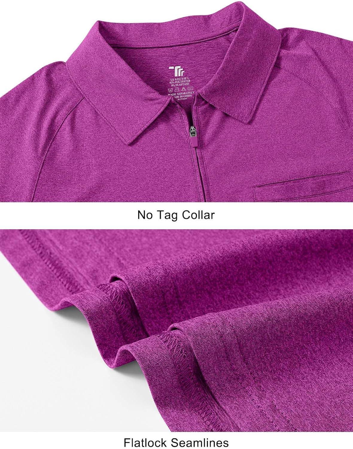 imageTBMPOY Womens Golf Polo Shirts Short Sleeve UPF 50 Dry Fit Athletic Tennis TShirts Zip Up Athletic Sports ShirtDeep Rose