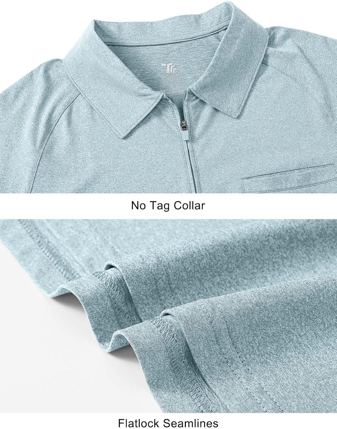 imageTBMPOY Womens Golf Polo Shirts Short Sleeve UPF 50 Dry Fit Athletic Tennis TShirts Zip Up Athletic Sports ShirtLight Grey