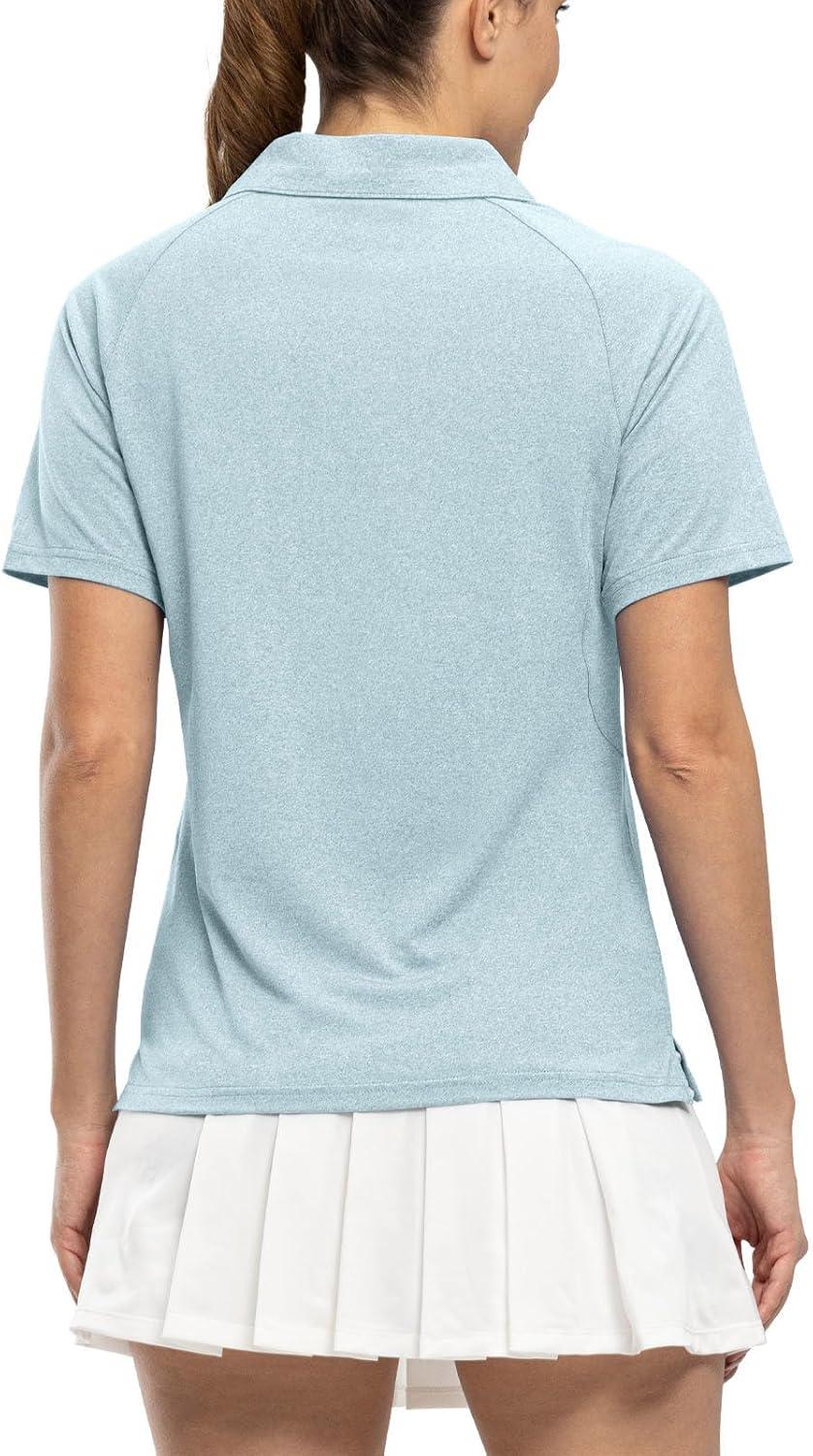 imageTBMPOY Womens Golf Polo Shirts Short Sleeve UPF 50 Dry Fit Athletic Tennis TShirts Zip Up Athletic Sports ShirtLight Grey