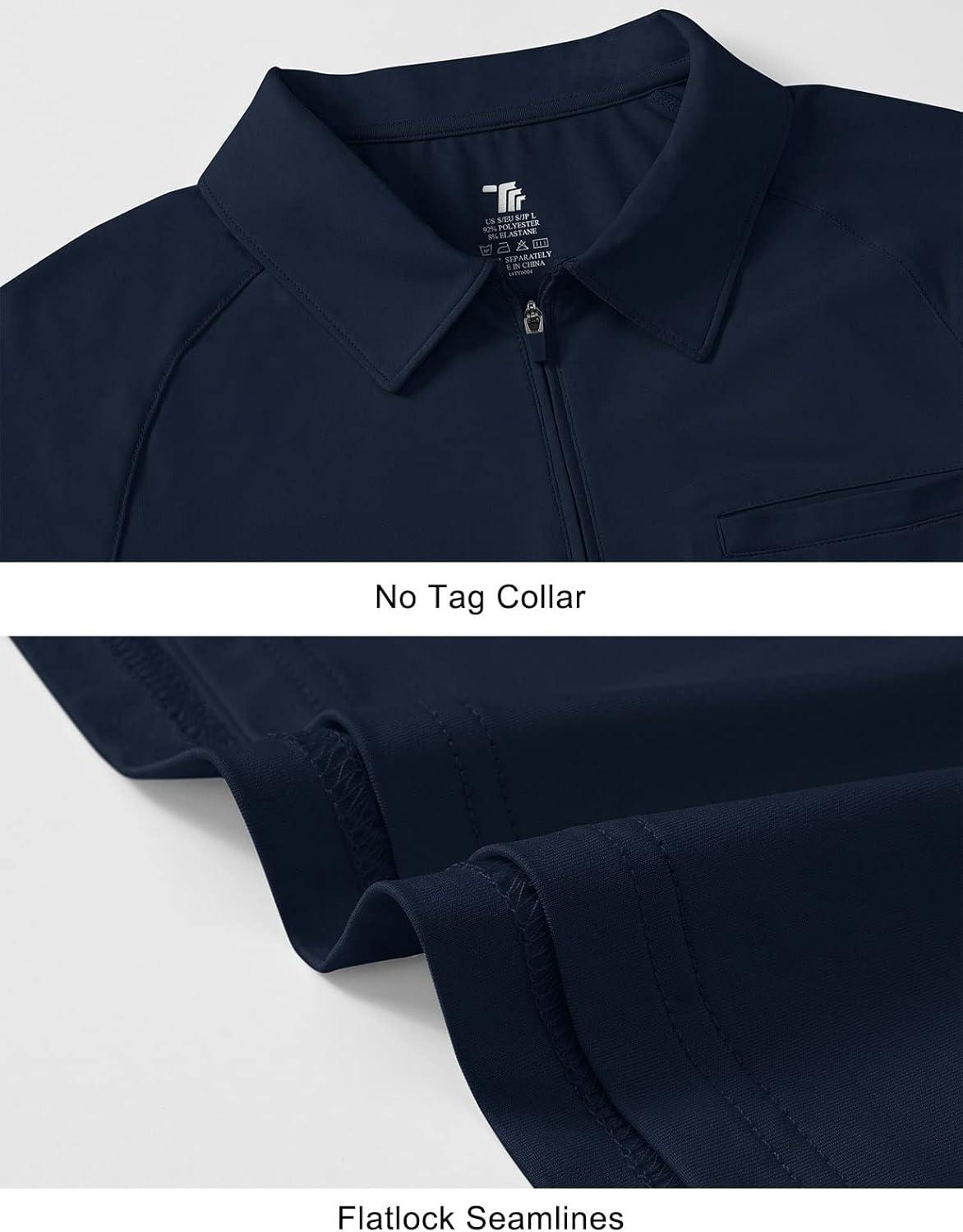 imageTBMPOY Womens Golf Polo Shirts Short Sleeve UPF 50 Dry Fit Athletic Tennis TShirts Zip Up Athletic Sports ShirtNavy