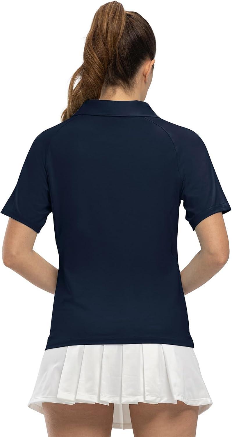 imageTBMPOY Womens Golf Polo Shirts Short Sleeve UPF 50 Dry Fit Athletic Tennis TShirts Zip Up Athletic Sports ShirtNavy