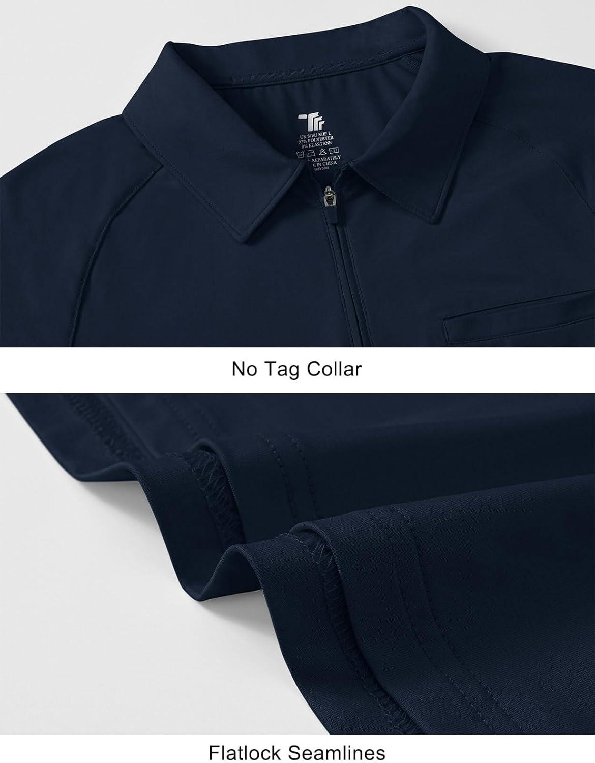 imageTBMPOY Womens Golf Polo Shirts Short Sleeve UPF 50 Dry Fit Athletic Tennis TShirts Zip Up Athletic Sports ShirtNavy