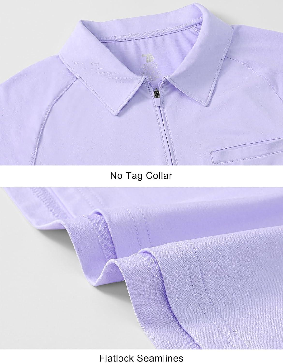 imageTBMPOY Womens Golf Polo Shirts Short Sleeve UPF 50 Dry Fit Athletic Tennis TShirts Zip Up Athletic Sports ShirtPurple