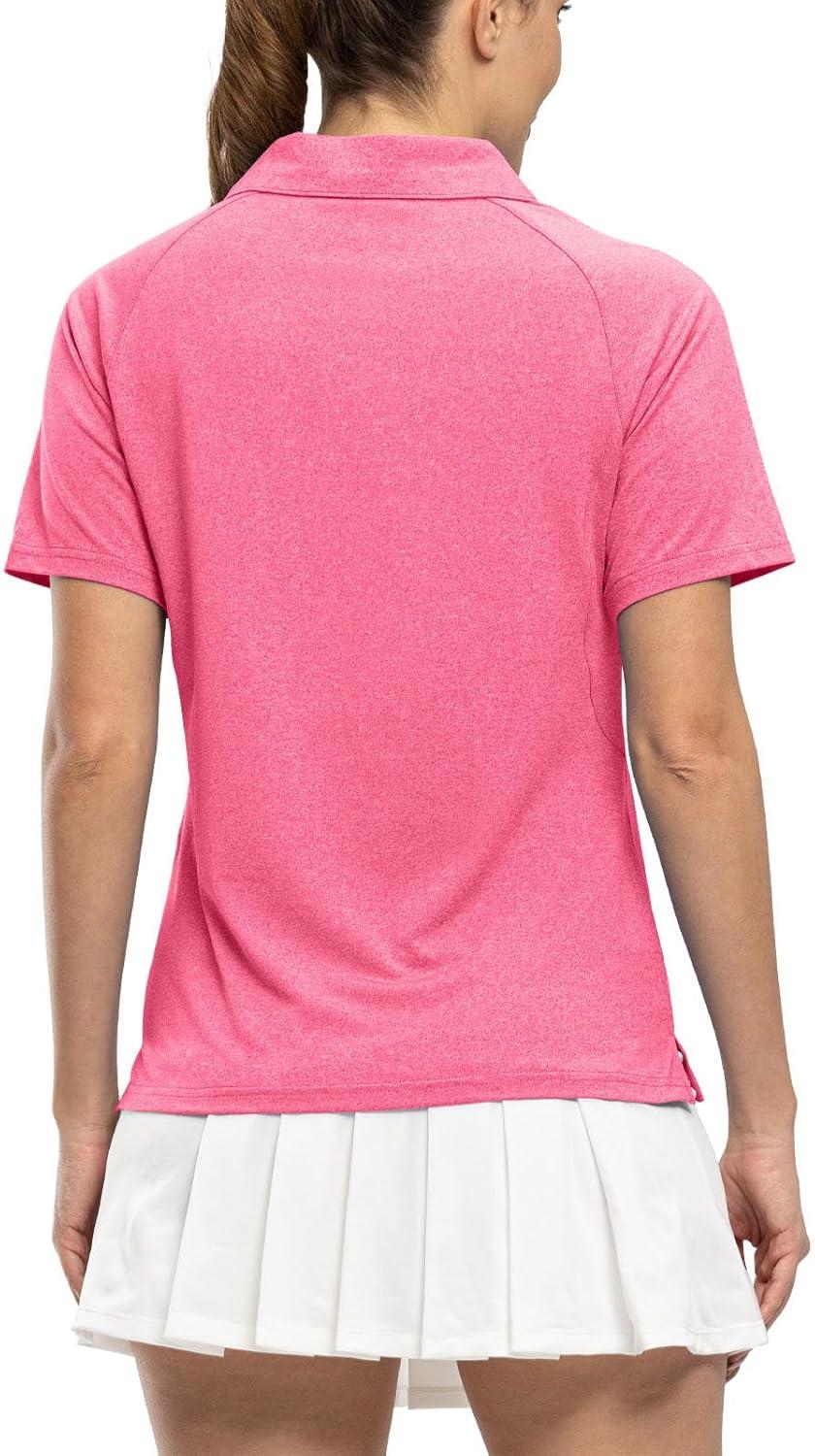 imageTBMPOY Womens Golf Polo Shirts Short Sleeve UPF 50 Dry Fit Athletic Tennis TShirts Zip Up Athletic Sports ShirtRose