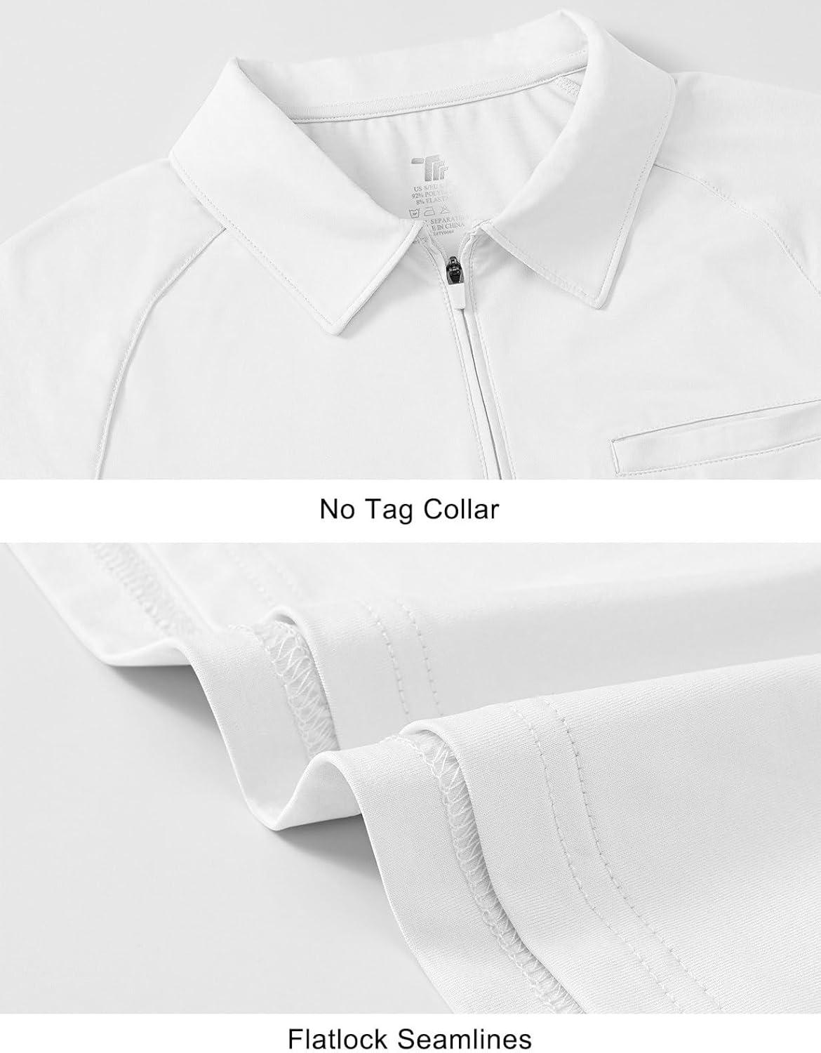 imageTBMPOY Womens Golf Polo Shirts Short Sleeve UPF 50 Dry Fit Athletic Tennis TShirts Zip Up Athletic Sports ShirtWhite
