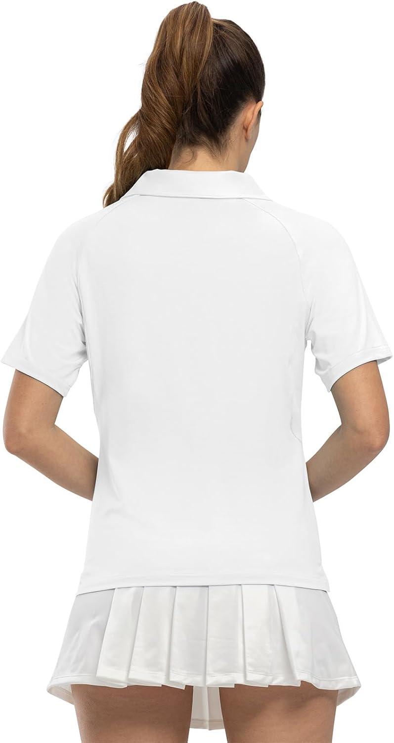 imageTBMPOY Womens Golf Polo Shirts Short Sleeve UPF 50 Dry Fit Athletic Tennis TShirts Zip Up Athletic Sports ShirtWhite