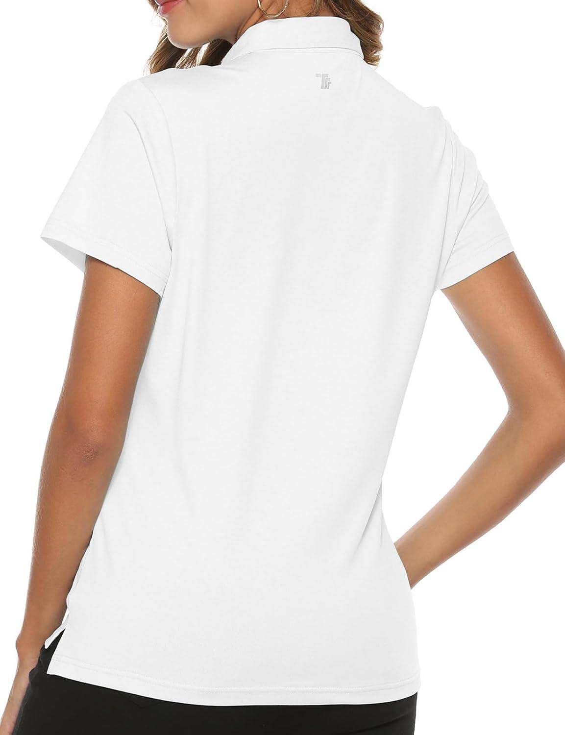 imageTBMPOY Womens Golf Polo Short Sleeve Shirts Lightweight Moisture Wicking Collared T Shirt Quick Dry 4ButtonA1white