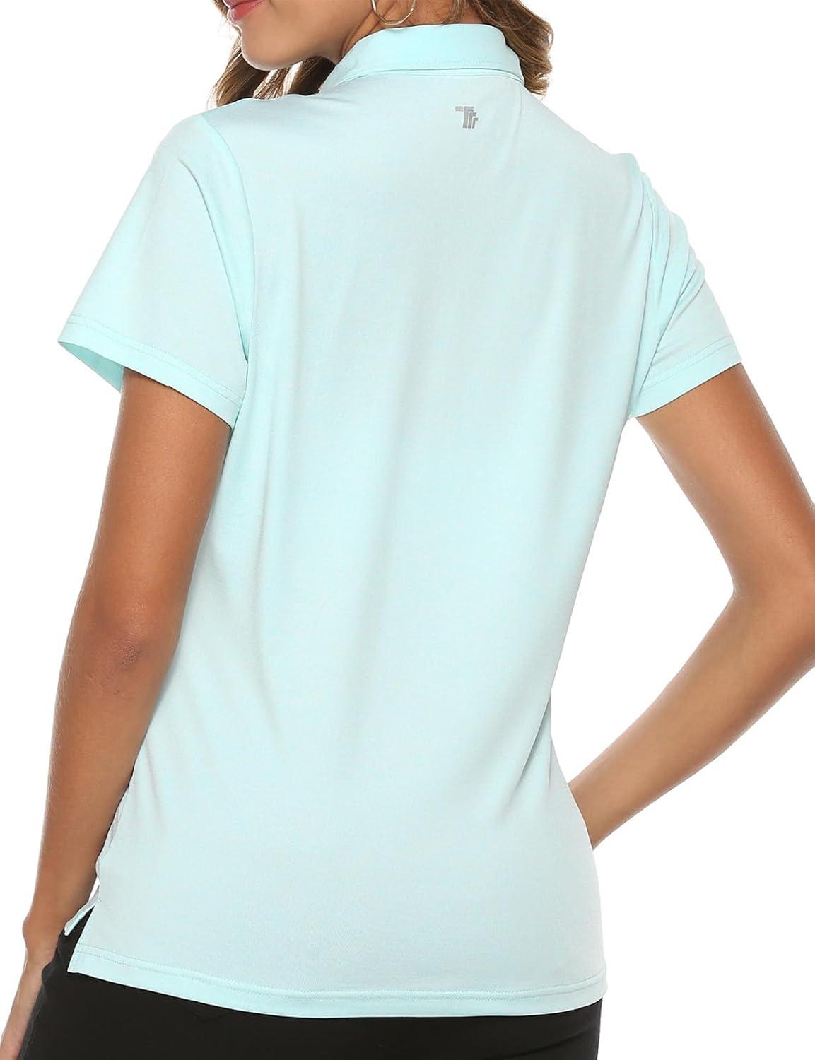 imageTBMPOY Womens Golf Polo Short Sleeve Shirts Lightweight Moisture Wicking Collared T Shirt Quick Dry 4ButtonA4sky Blue
