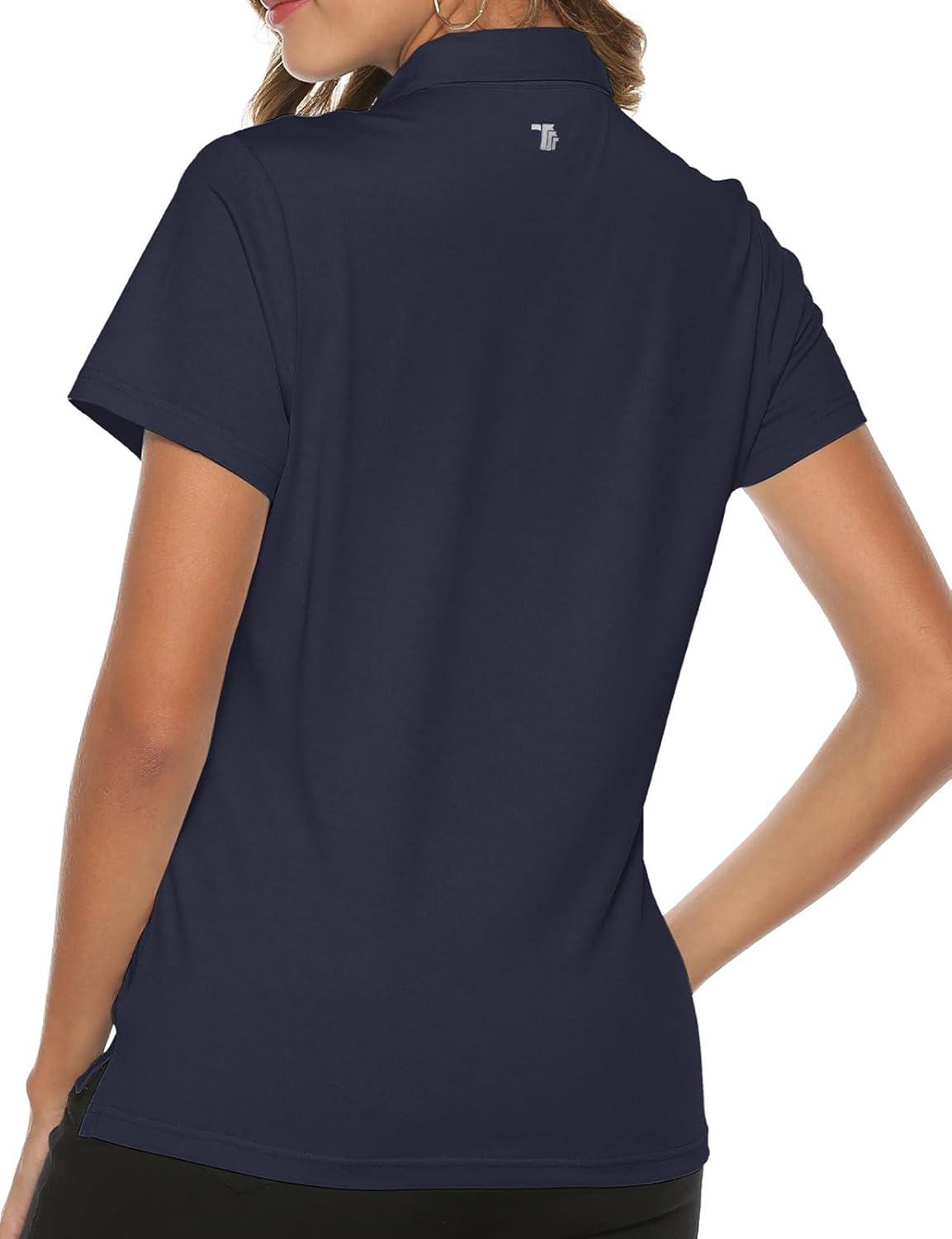 imageTBMPOY Womens Golf Polo Short Sleeve Shirts Lightweight Moisture Wicking Collared T Shirt Quick Dry 4ButtonA6navy