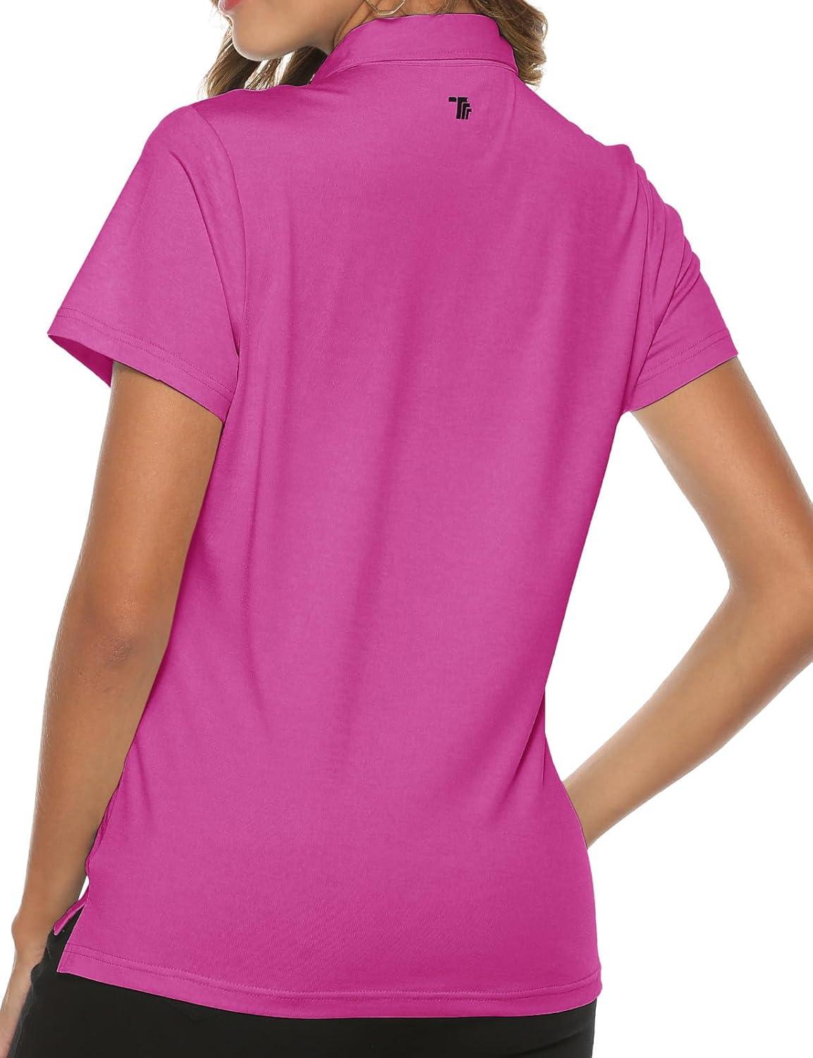 imageTBMPOY Womens Golf Polo Short Sleeve Shirts Lightweight Moisture Wicking Collared T Shirt Quick Dry 4ButtonA7deap Rose