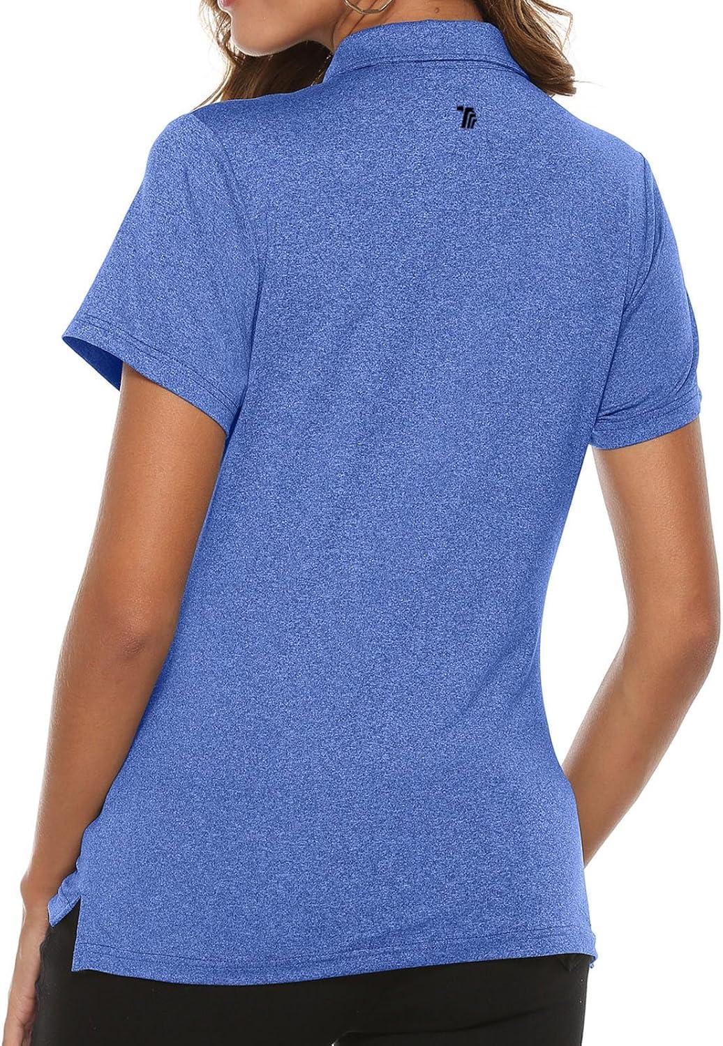 imageTBMPOY Womens Golf Polo Short Sleeve Shirts Lightweight Moisture Wicking Collared T Shirt Quick Dry 4ButtonA8dark Blue