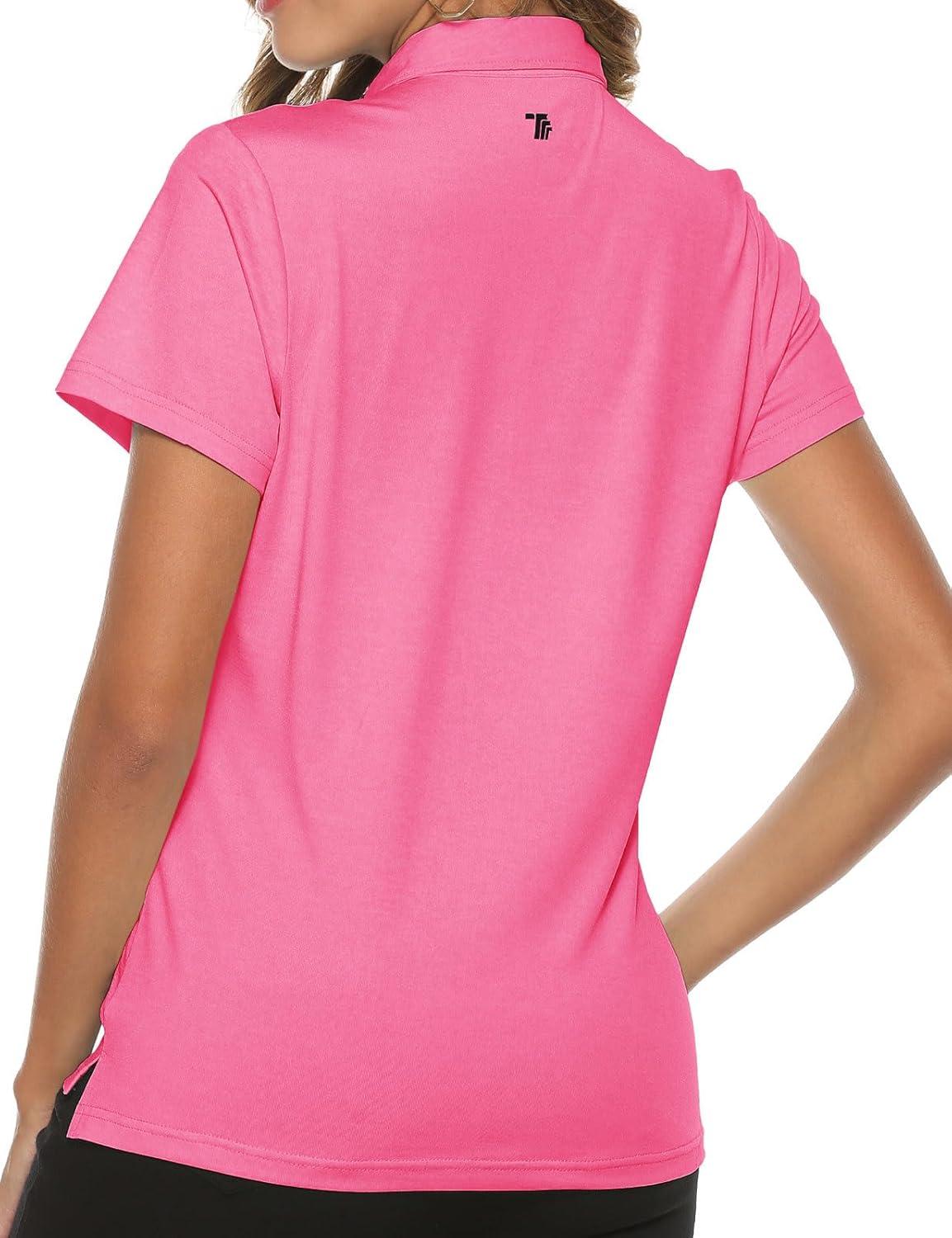 imageTBMPOY Womens Golf Polo Short Sleeve Shirts Lightweight Moisture Wicking Collared T Shirt Quick Dry 4ButtonA9rose Red
