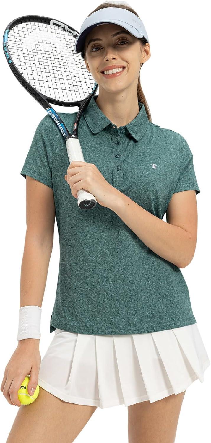 imageTBMPOY Womens Golf Polo Short Sleeve Shirts Lightweight Moisture Wicking Collared T Shirt Quick Dry 4ButtonB12blue Green