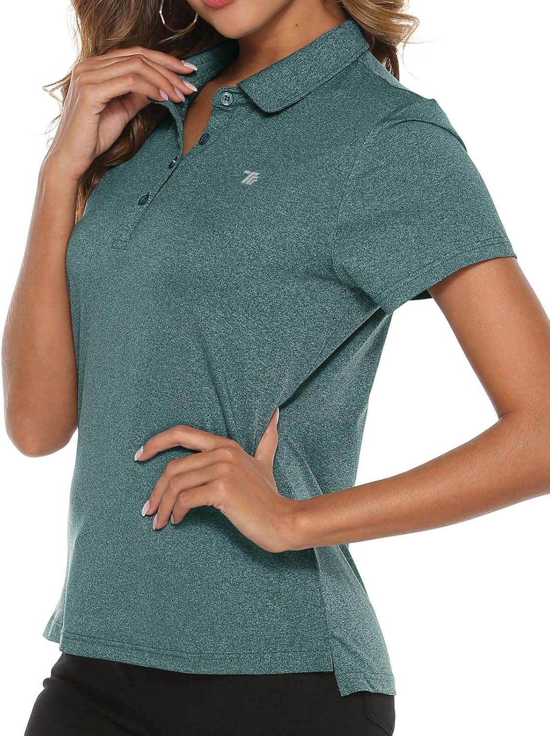 imageTBMPOY Womens Golf Polo Short Sleeve Shirts Lightweight Moisture Wicking Collared T Shirt Quick Dry 4ButtonB12blue Green