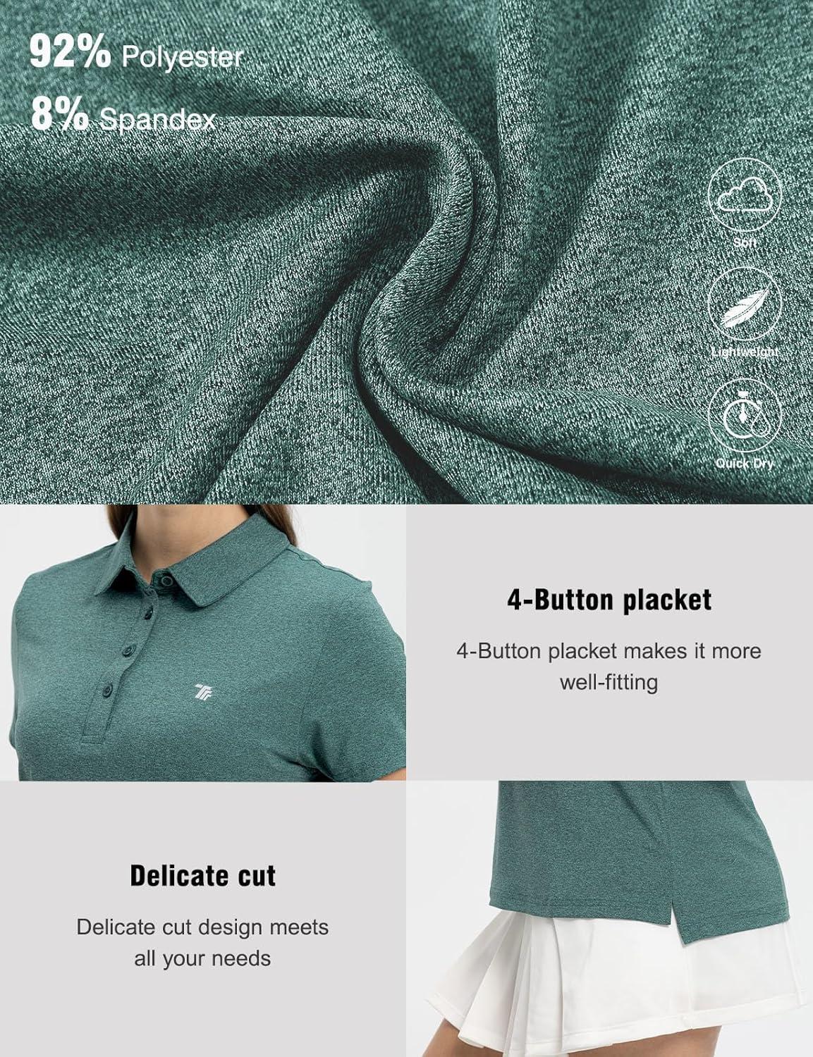 imageTBMPOY Womens Golf Polo Short Sleeve Shirts Lightweight Moisture Wicking Collared T Shirt Quick Dry 4ButtonB12blue Green