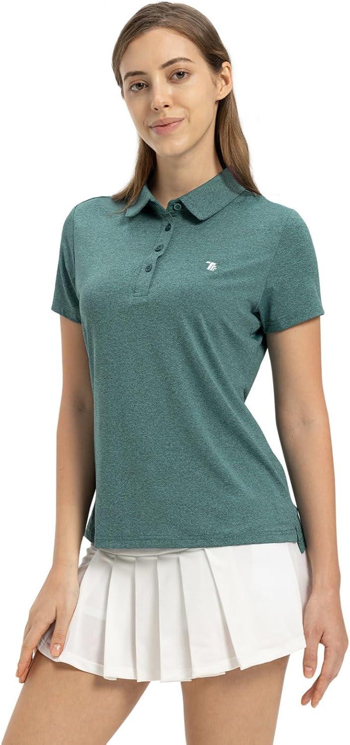 imageTBMPOY Womens Golf Polo Short Sleeve Shirts Lightweight Moisture Wicking Collared T Shirt Quick Dry 4ButtonB12blue Green