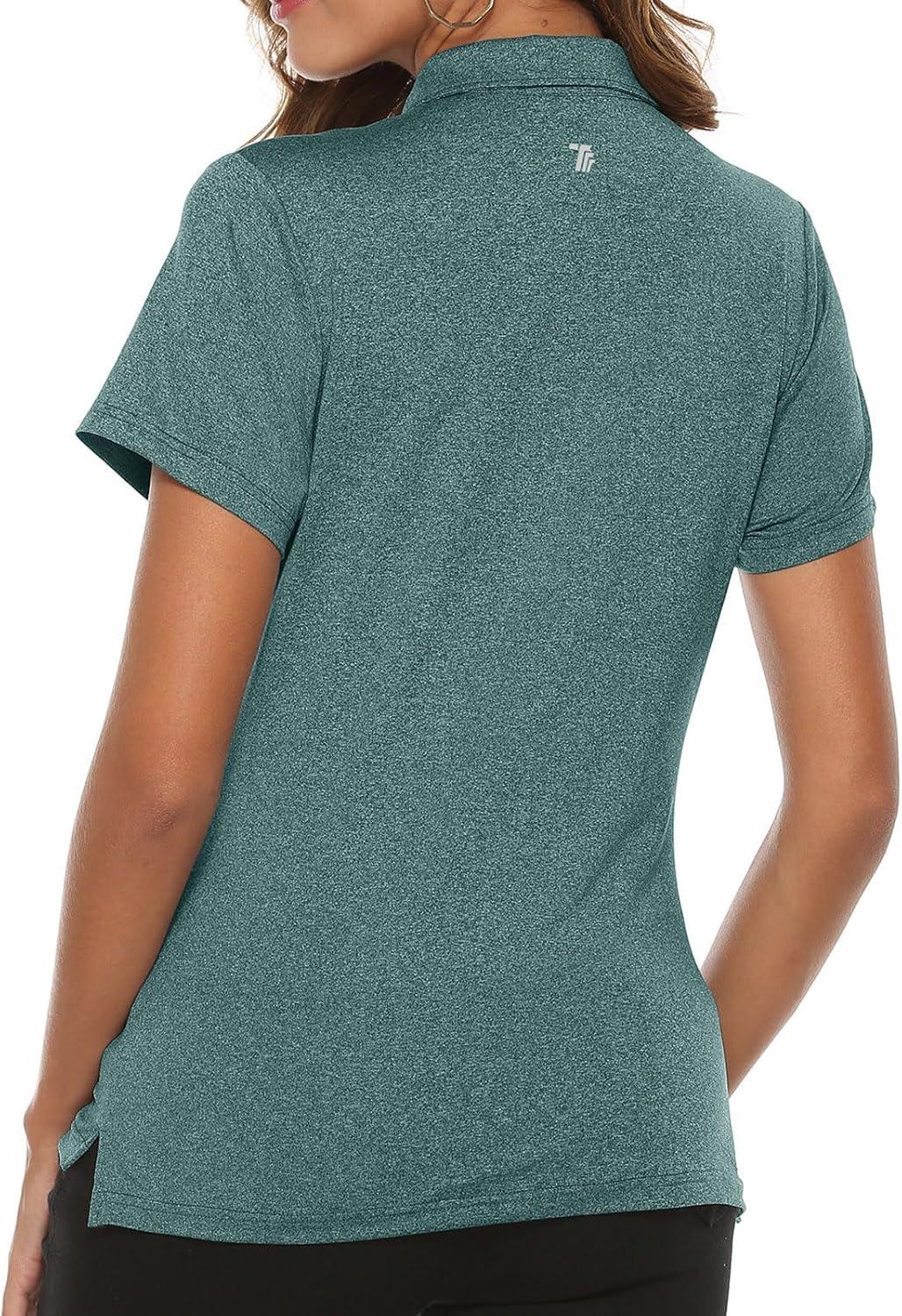 imageTBMPOY Womens Golf Polo Short Sleeve Shirts Lightweight Moisture Wicking Collared T Shirt Quick Dry 4ButtonB12blue Green