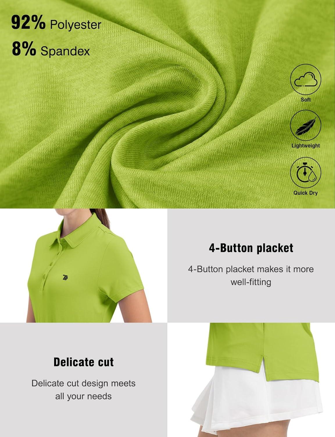 imageTBMPOY Womens Golf Polo Short Sleeve Shirts Lightweight Moisture Wicking Collared T Shirt Quick Dry 4ButtonB13green