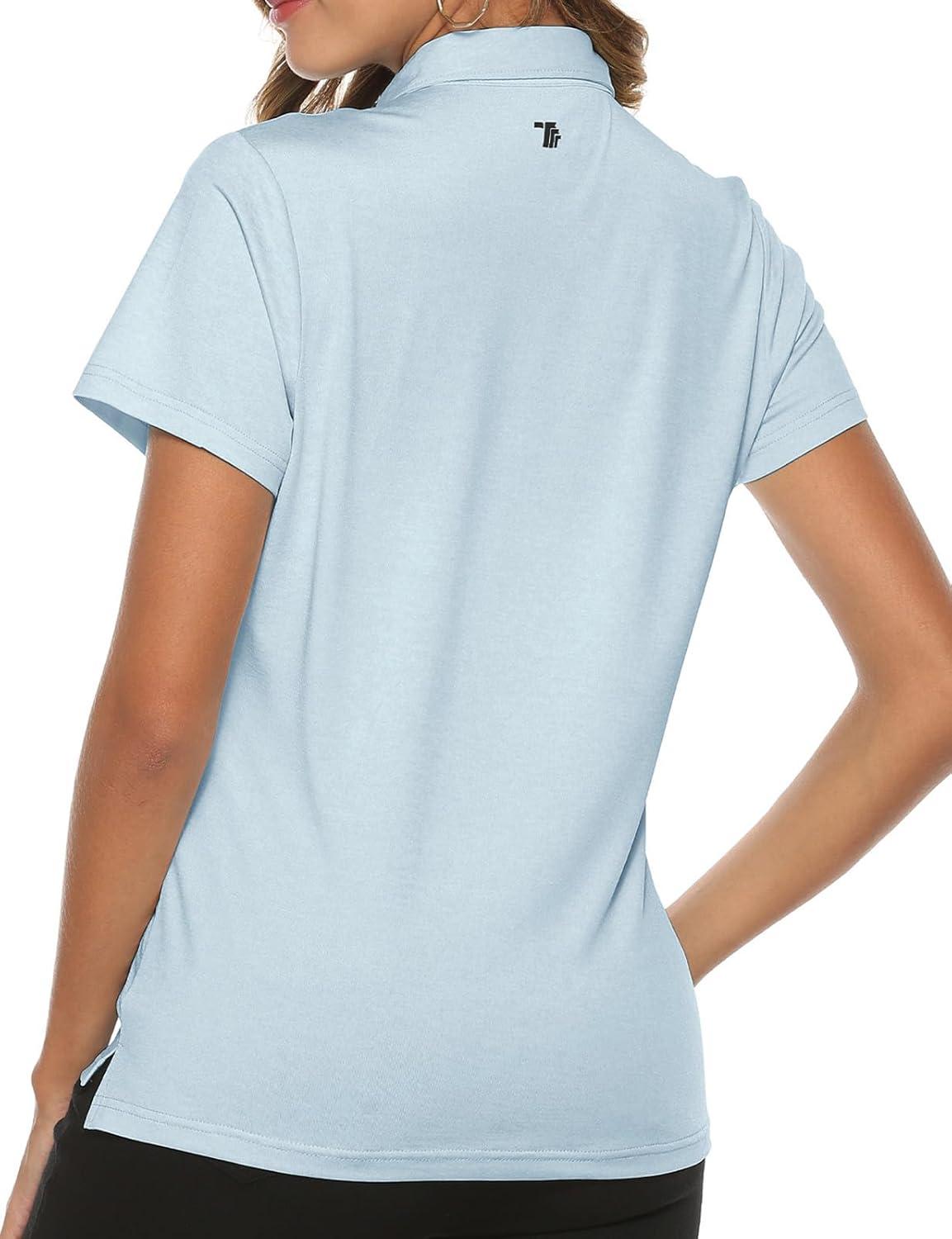imageTBMPOY Womens Golf Polo Short Sleeve Shirts Lightweight Moisture Wicking Collared T Shirt Quick Dry 4ButtonC13blue Fog