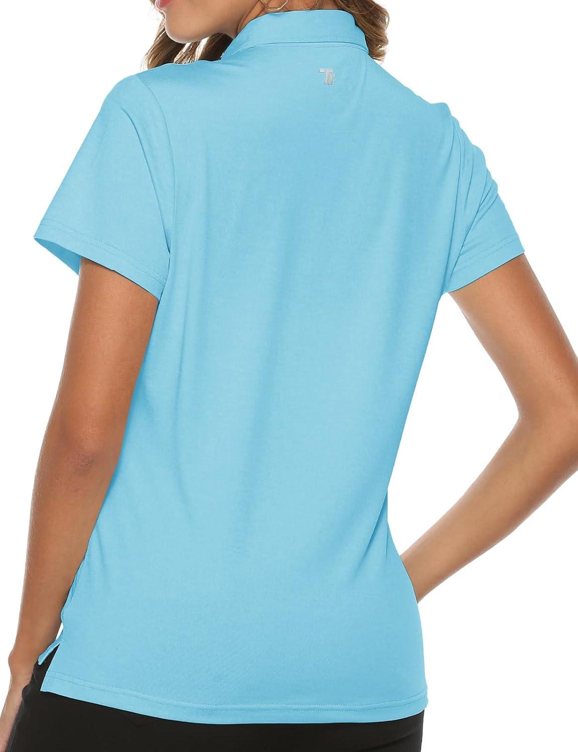 imageTBMPOY Womens Golf Polo Short Sleeve Shirts Lightweight Moisture Wicking Collared T Shirt Quick Dry 4ButtonD18water Blue