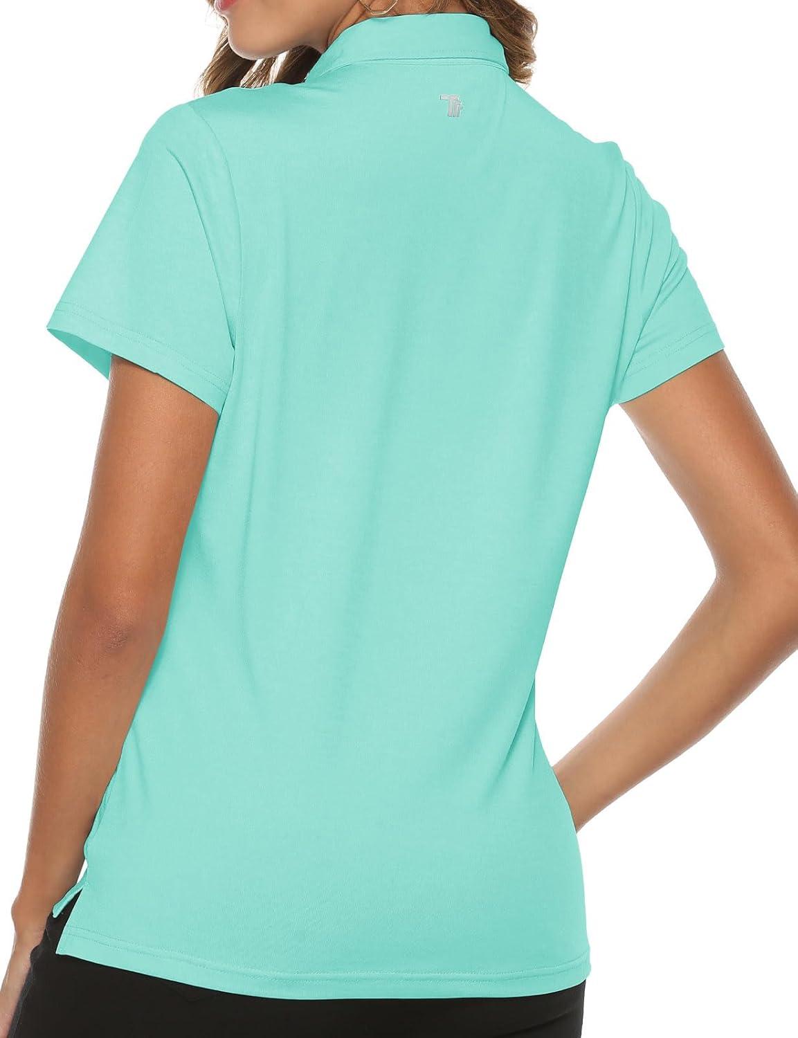 imageTBMPOY Womens Golf Polo Short Sleeve Shirts Lightweight Moisture Wicking Collared T Shirt Quick Dry 4ButtonD19grey Blue