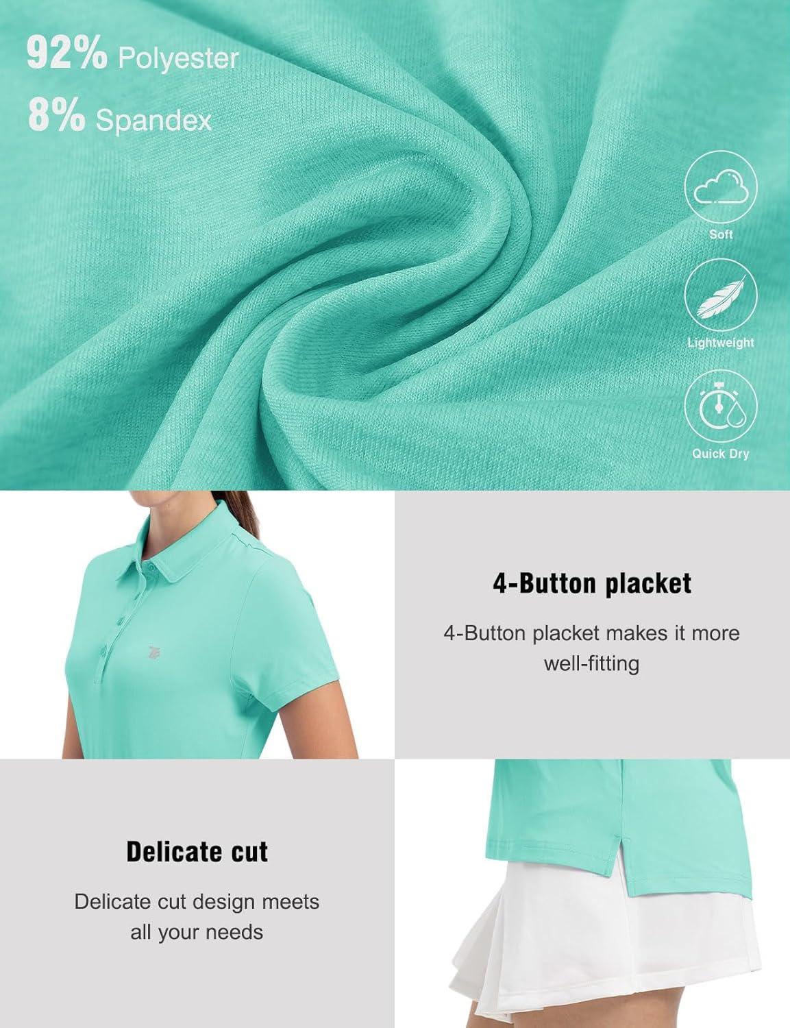 imageTBMPOY Womens Golf Polo Short Sleeve Shirts Lightweight Moisture Wicking Collared T Shirt Quick Dry 4ButtonD19grey Blue