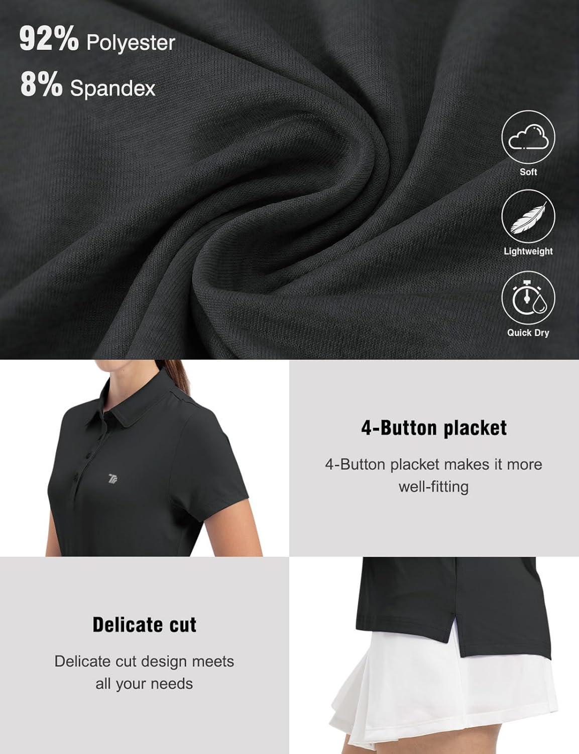 imageTBMPOY Womens Golf Polo Short Sleeve Shirts Lightweight Moisture Wicking Collared T Shirt Quick Dry 4ButtonD21update Grey