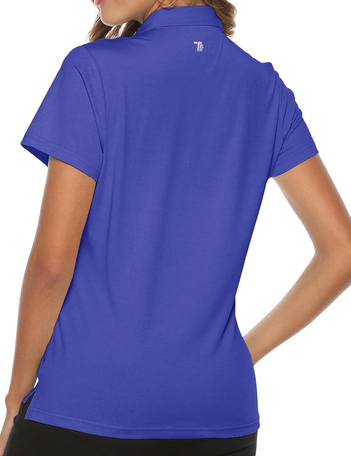 imageTBMPOY Womens Golf Polo Short Sleeve Shirts Lightweight Moisture Wicking Collared T Shirt Quick Dry 4ButtonD22update Indigo