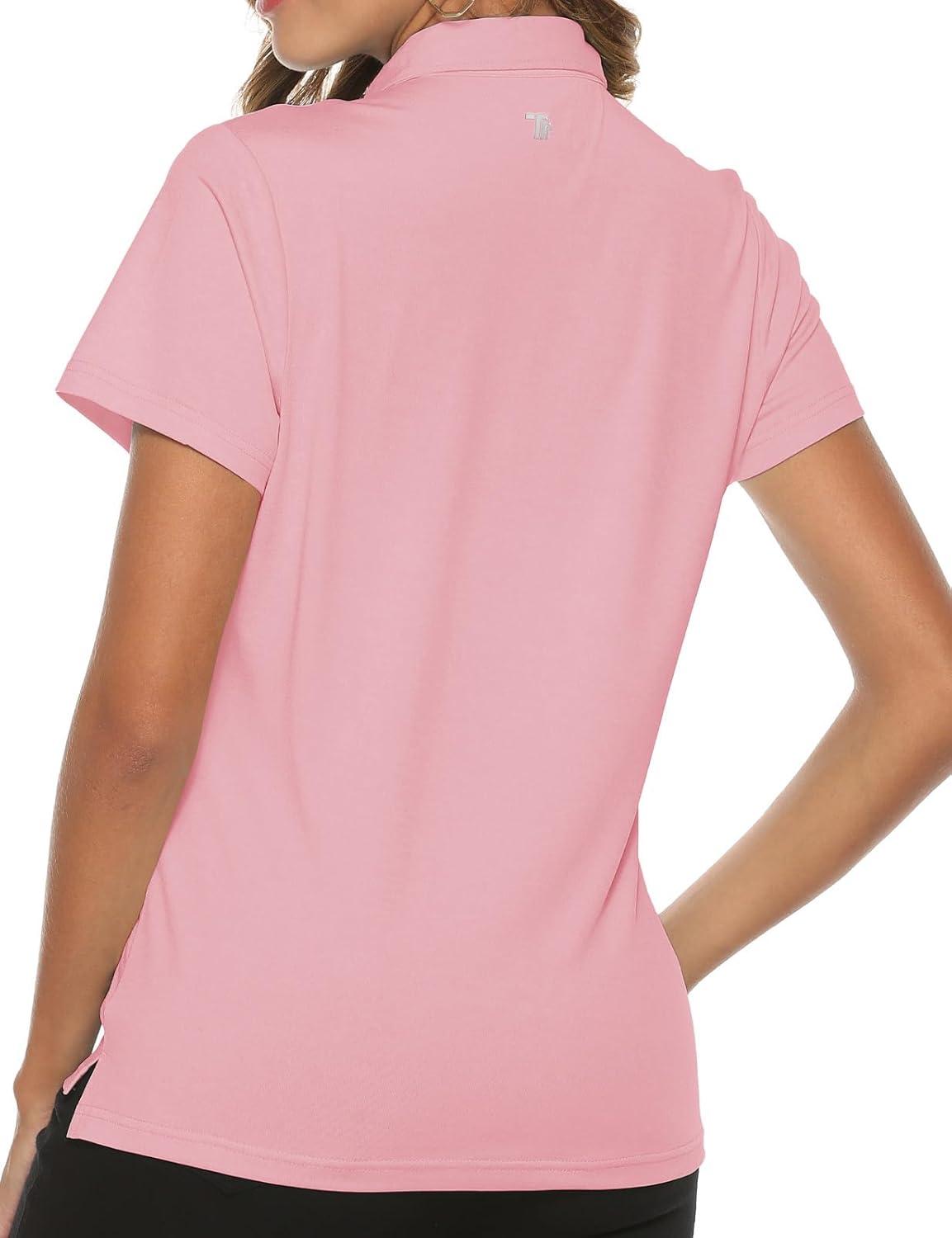 imageTBMPOY Womens Golf Polo Short Sleeve Shirts Lightweight Moisture Wicking Collared T Shirt Quick Dry 4ButtonD23light Pink