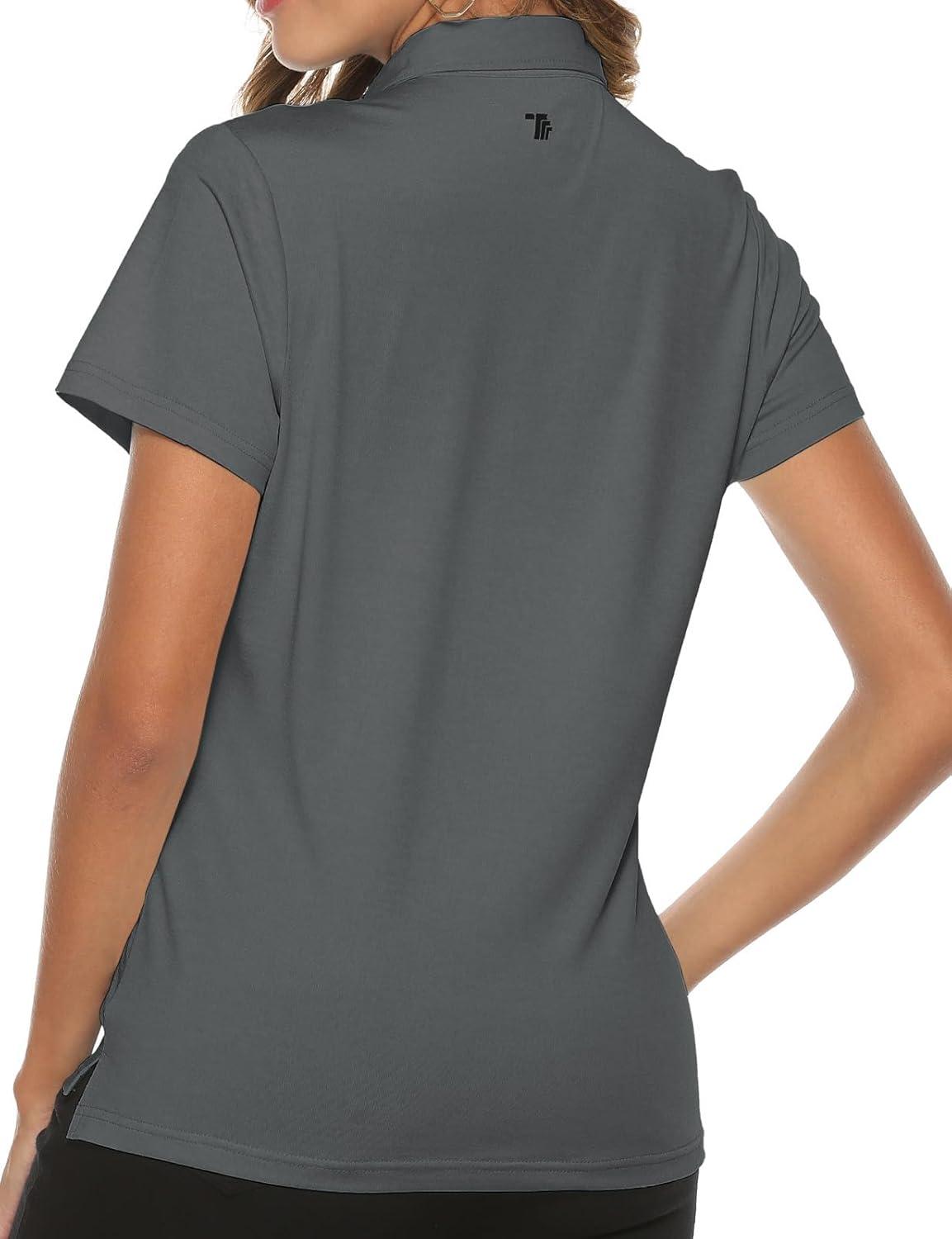 imageTBMPOY Womens Golf Polo Short Sleeve Shirts Lightweight Moisture Wicking Collared T Shirt Quick Dry 4ButtonD24medium Grey