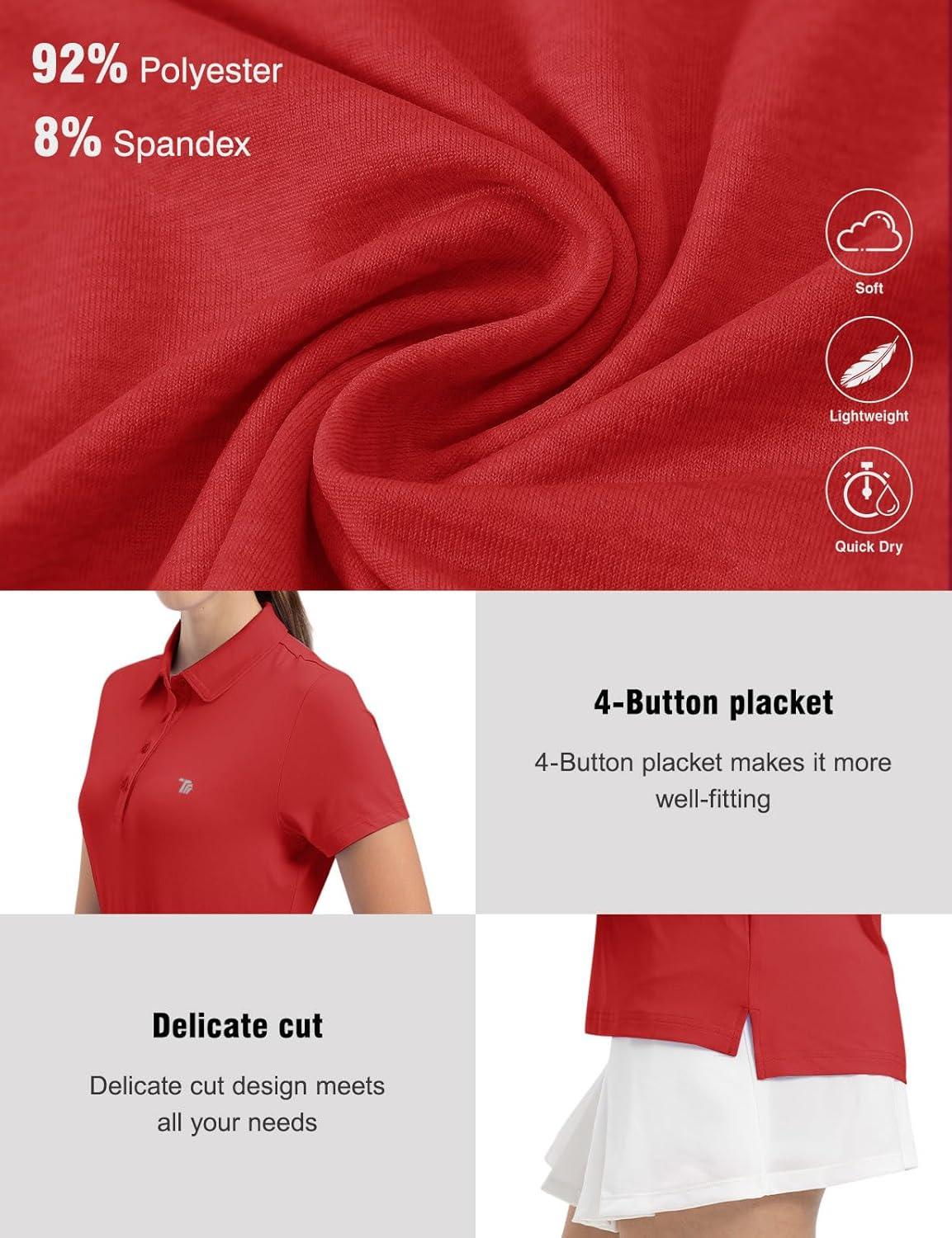 imageTBMPOY Womens Golf Polo Short Sleeve Shirts Lightweight Moisture Wicking Collared T Shirt Quick Dry 4ButtonD25erythrinus