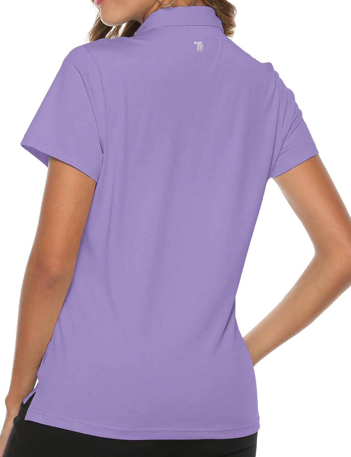 imageTBMPOY Womens Golf Polo Short Sleeve Shirts Lightweight Moisture Wicking Collared T Shirt Quick Dry 4ButtonD26taro Purple