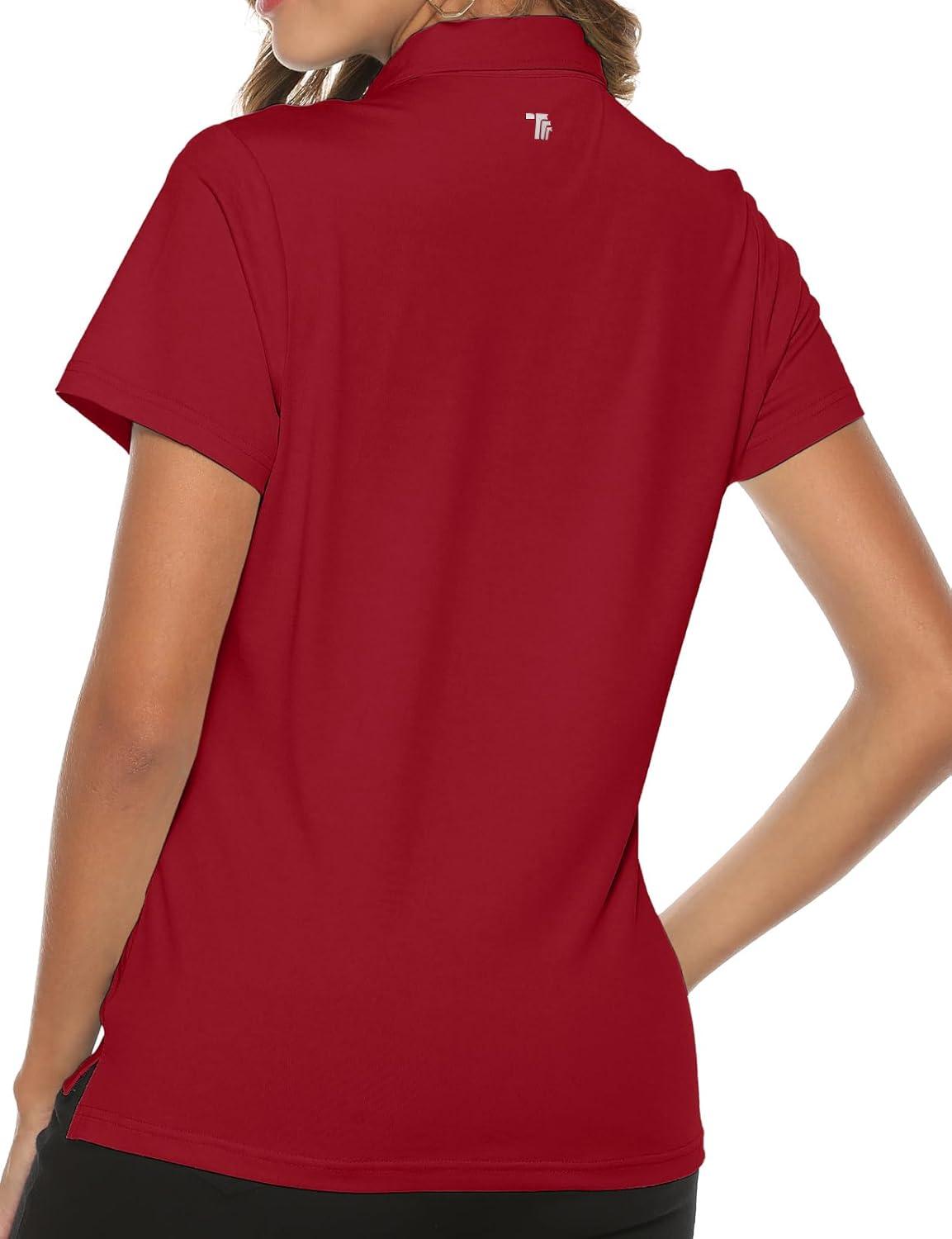 imageTBMPOY Womens Golf Polo Short Sleeve Shirts Lightweight Moisture Wicking Collared T Shirt Quick Dry 4ButtonD27wine Red