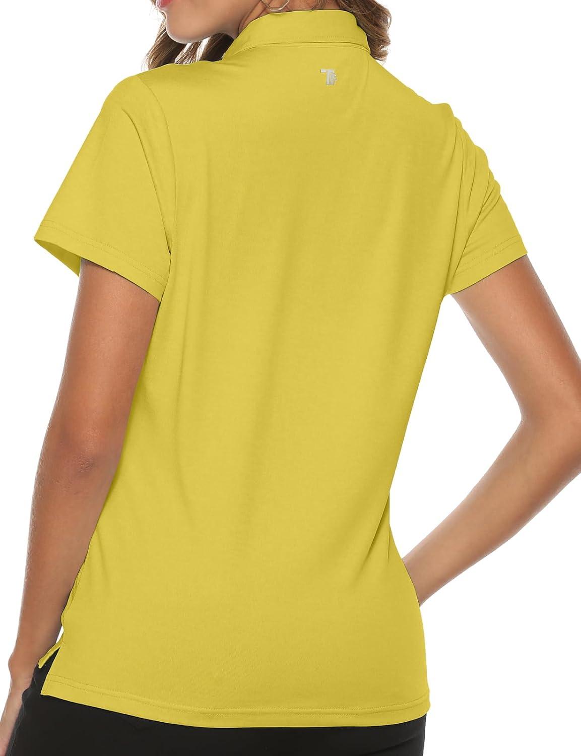 imageTBMPOY Womens Golf Polo Short Sleeve Shirts Lightweight Moisture Wicking Collared T Shirt Quick Dry 4ButtonD28lemon Yellow