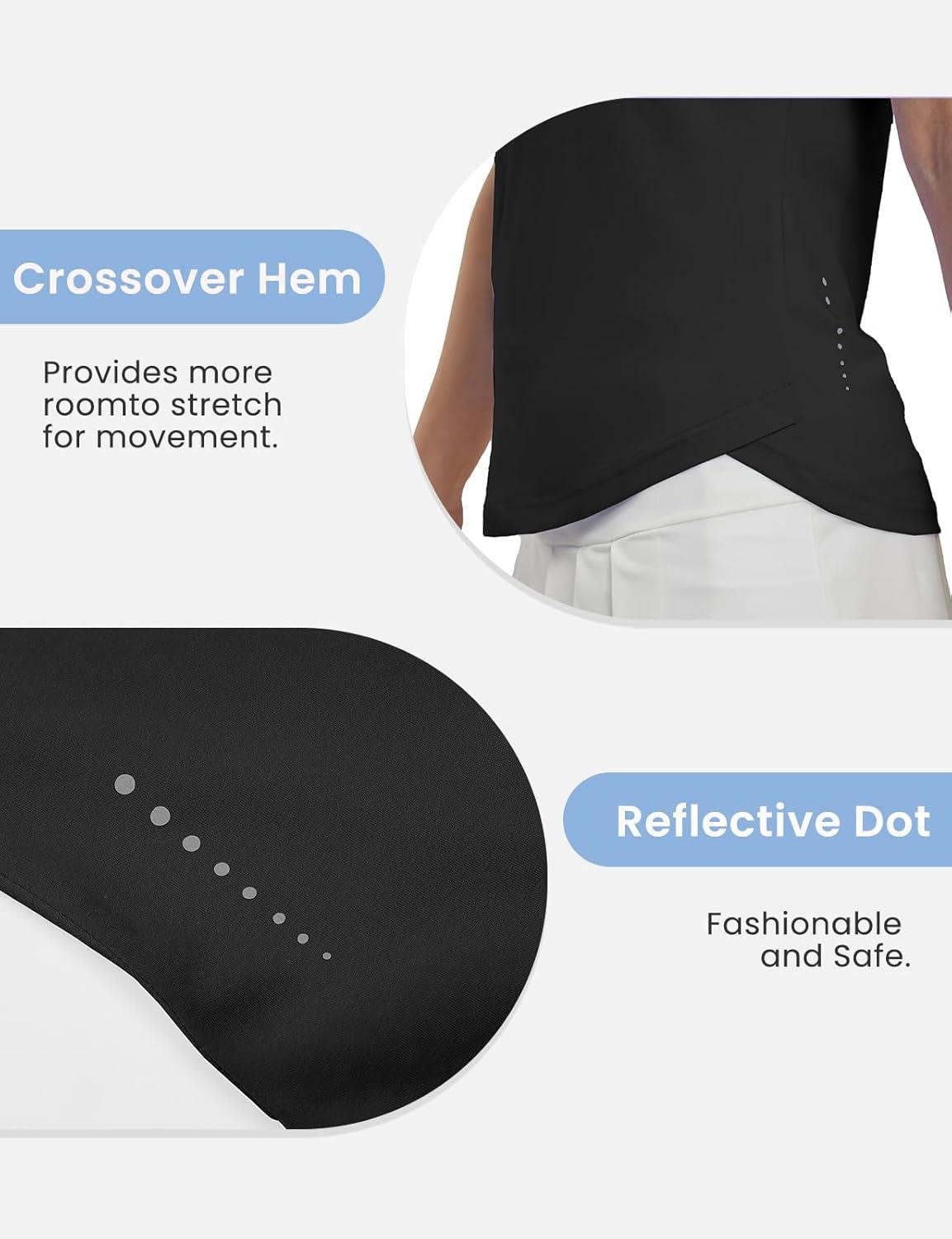 imageTBMPOY Womens Golf Shirts Sleeveless Collared Polo Tank Top UPF 50 Quick Dry Tennis VNeck Ladies SportsBlack