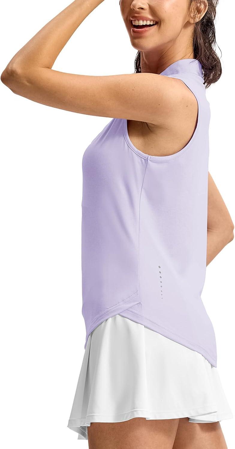 imageTBMPOY Womens Golf Shirts Sleeveless Collared Polo Tank Top UPF 50 Quick Dry Tennis VNeck Ladies SportsLight Purple