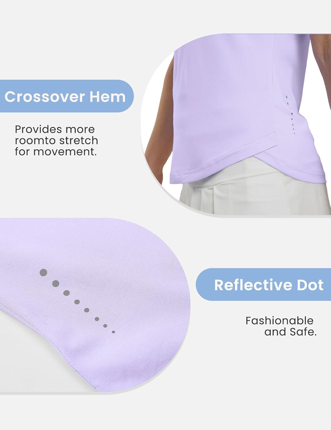 imageTBMPOY Womens Golf Shirts Sleeveless Collared Polo Tank Top UPF 50 Quick Dry Tennis VNeck Ladies SportsLight Purple
