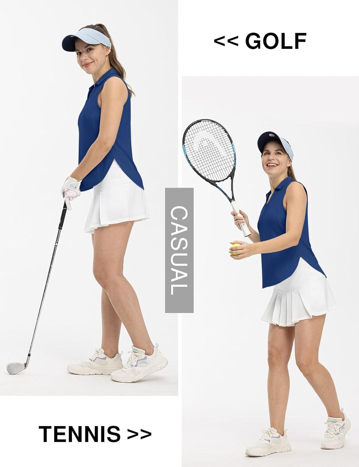 imageTBMPOY Womens Golf Sleeveless Polo Collared Tennis Tank Tops Shirts UPF 50 Sun Protection Quick Dry AthleticBlue