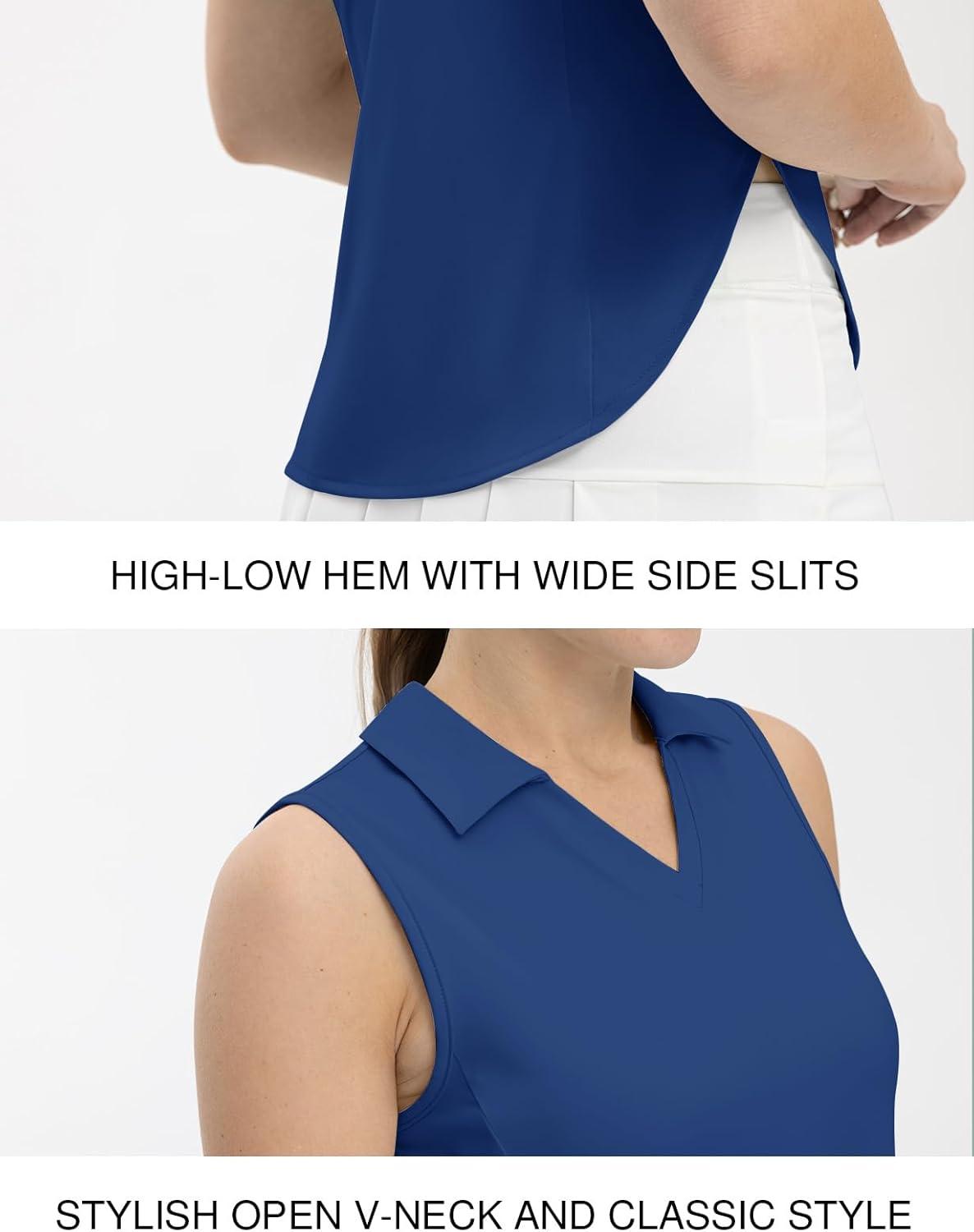 imageTBMPOY Womens Golf Sleeveless Polo Collared Tennis Tank Tops Shirts UPF 50 Sun Protection Quick Dry AthleticBlue