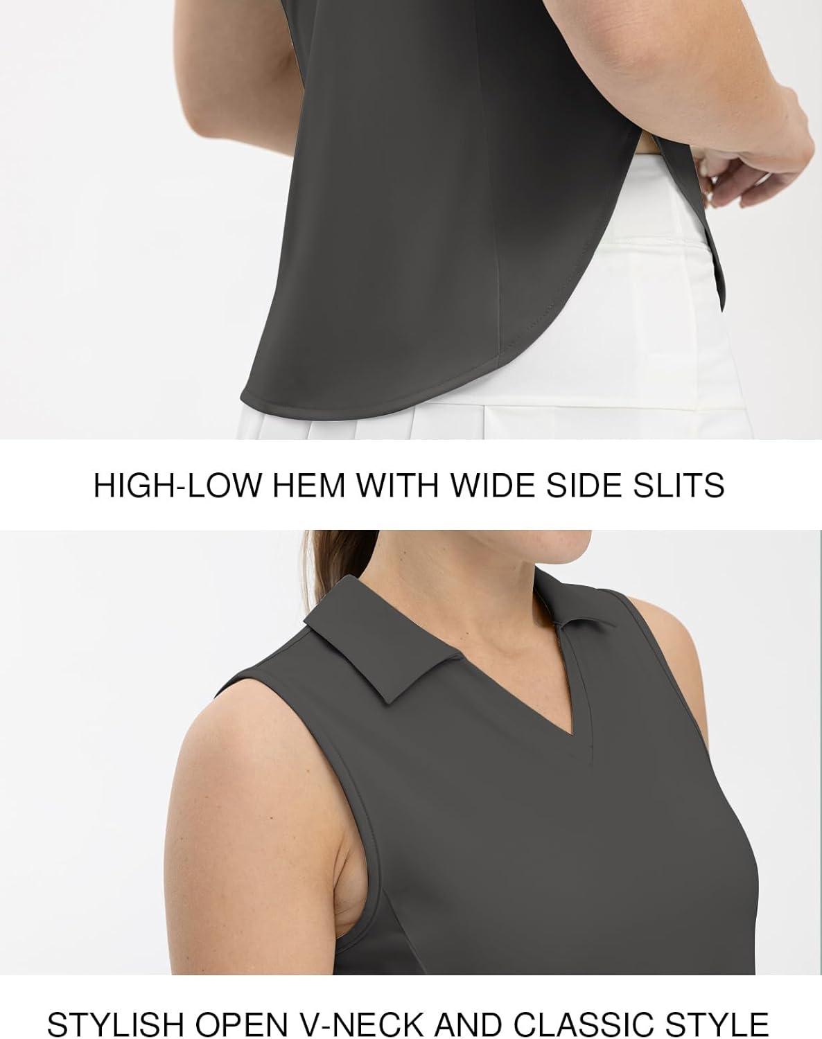 imageTBMPOY Womens Golf Sleeveless Polo Collared Tennis Tank Tops Shirts UPF 50 Sun Protection Quick Dry AthleticDeep Gray