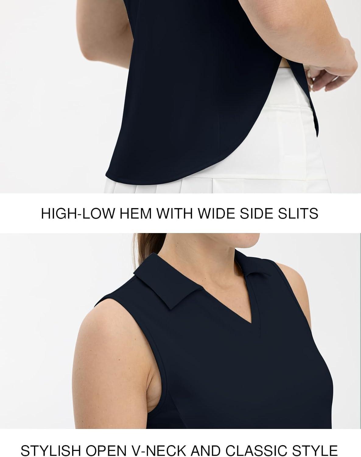 imageTBMPOY Womens Golf Sleeveless Polo Collared Tennis Tank Tops Shirts UPF 50 Sun Protection Quick Dry AthleticNavy Blue