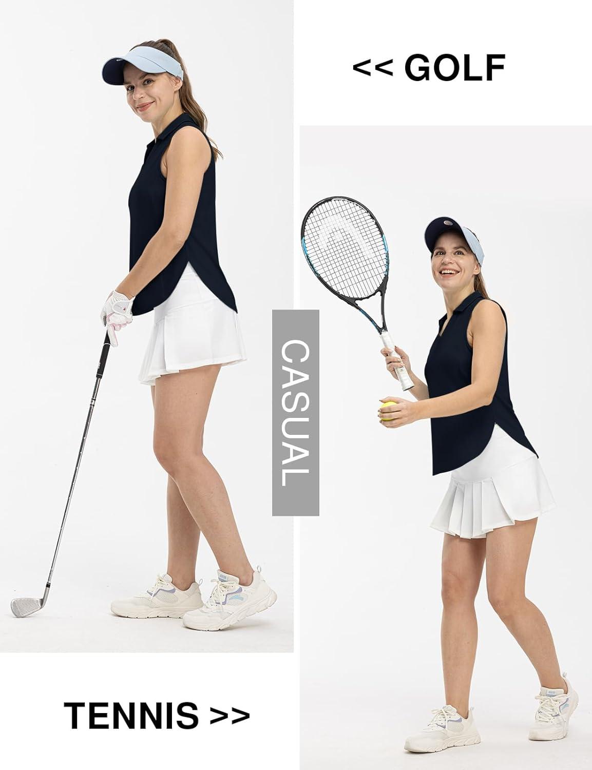 imageTBMPOY Womens Golf Sleeveless Polo Collared Tennis Tank Tops Shirts UPF 50 Sun Protection Quick Dry AthleticNavy Blue